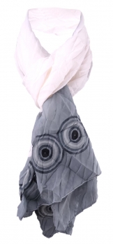 Damen Schal Faltenschal Halstuch in weiß grau schwarz Gr. 145 cm x 45 cm - Tuch