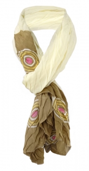 Damen Schal Faltenschal Halstuch in beige oliv rosa Gr. 145 cm x 45 cm - Tuch