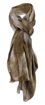 Damen Schal Halstuch oliv silber grau mit Fransen Gr. 185 cm x 75 cm - Tuch