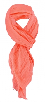 Damen Chiffon Halstuch in lachs orange Uni Gr. 180 cm x 50 cm - Tuch Schal