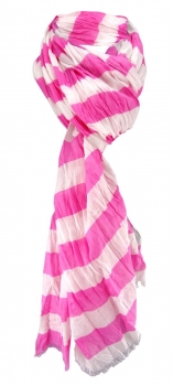 Halstuch in rosa pink weiß gestreift Gr. 180 cm x 50 cm - Tuch Schal Baumwolle