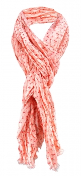 Damen Halstuch rot rosé Blumenmuster Gr. 180 cm x 50 cm - Tuch Schal Baumwolle