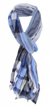 Schal in blau dunkelblau grau schwarz beige längskariert - Gr. 180x50 cm - Tuch