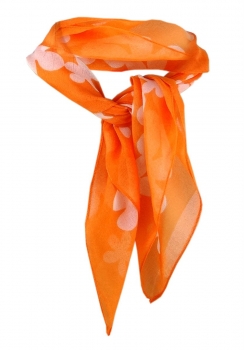 Nickituch Chiffon orange weiss mit Blumenmuster - Gr. 50 x 50 cm - Tuch Halstuch