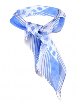Nickituch Chiffon blau weissgrau mit Karomuster - Gr. 50 x 50 cm - Tuch Halstuch
