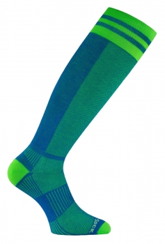 Wrightsock Profi Socke blau grün, Anti-Blasen-System, kniehoch extra lang Gr. M