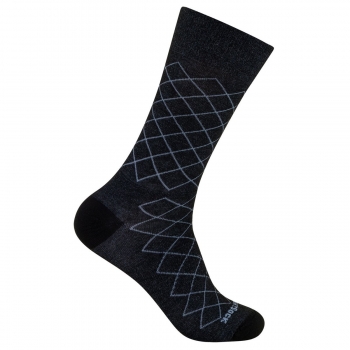 Wrightsock Business-Socke, Laufsocke schwarz grau Rautenmuster, wadenhoch, Gr.M
