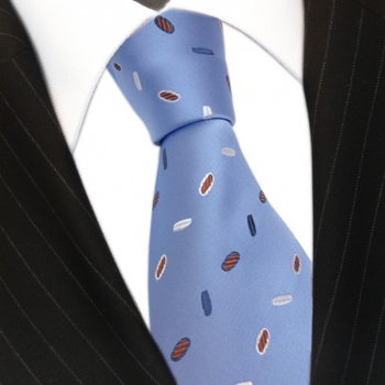 Seidenkrawatte blau hellblau silber rot gemustert - Krawatte Seide Silk Tie