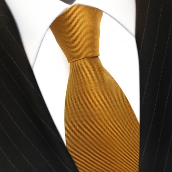 Seidenkrawatte in braungold dunkelgold Rips einfarbig - Krawatte 100% Seide Silk