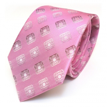 Seidenkrawatte pink rosa silber Karo Muster - Krawatte 100 % Seide Silk