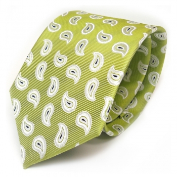 Seidenkrawatte grün hellgrün silber weiss Paisley - Krawatte 100 % Seide / Silk