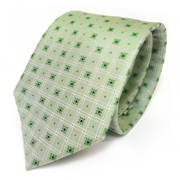 Seidenkrawatte grün grasgrün hellgrün Karo Muster - Krawatte 100 % Seide Silk