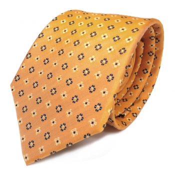 Seidenkrawatte gelb goldgelb anthrazit geblümt - Krawatte 100 % Seide Silk