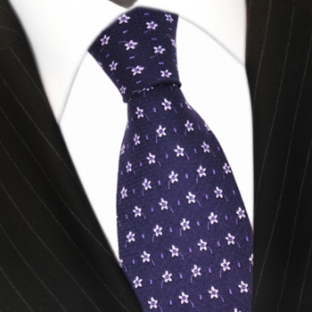 feine leichte Seidenkrawatte lila flieder geblümt - Krawatte 100% Seide Tie