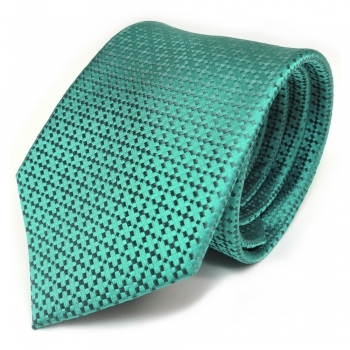 Schöne Seidenkrawatte türkis grau gemustert - Krawatte 100 % Seide Silk