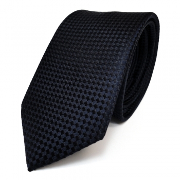 Schmale Designer Seidenkrawatte blau dunkelblau schwarzblau gepunktet - Krawatte