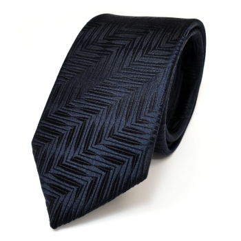 Schmale Designer Seidenkrawatte blau dunkelblau schwarzblau gemustert - Krawatte