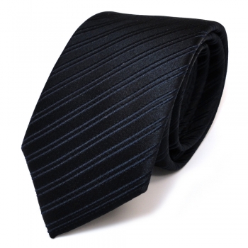 Designer Seidenkrawatte blau dunkelblau schwarzblau gestreift - Krawatte Seide