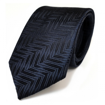 TigerTie Seidenkrawatte blau dunkelblau schwarzblau gemustert - Krawatte Seide