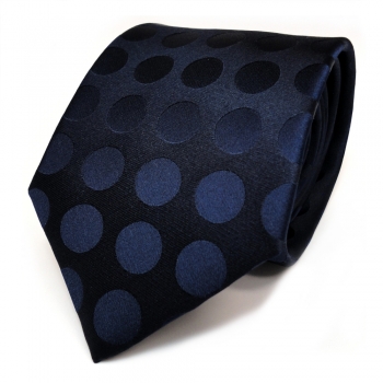 Designer Seidenkrawatte blau dunkelblau schwarzblau gepunktet - Krawatte Seide