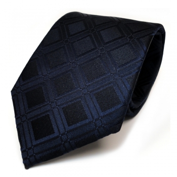 Designer Seidenkrawatte blau dunkelblau schwarzblau kariert - Krawatte Seide