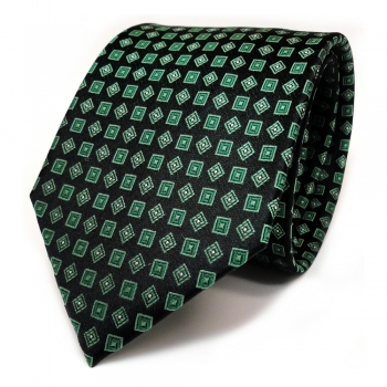 Designer Seidenkrawatte grün patinagrün schwarz silber Karomuster - Krawatte