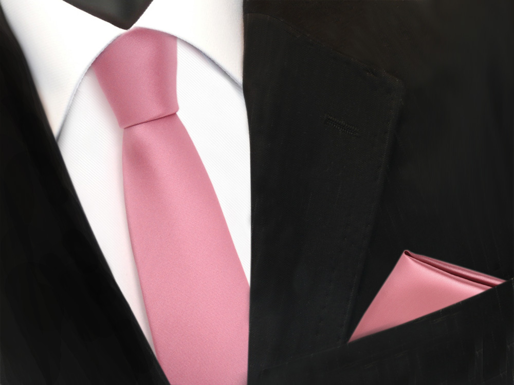 Tuch Polyester schönes TigerTie Einstecktuch rosa pink einfarbig 