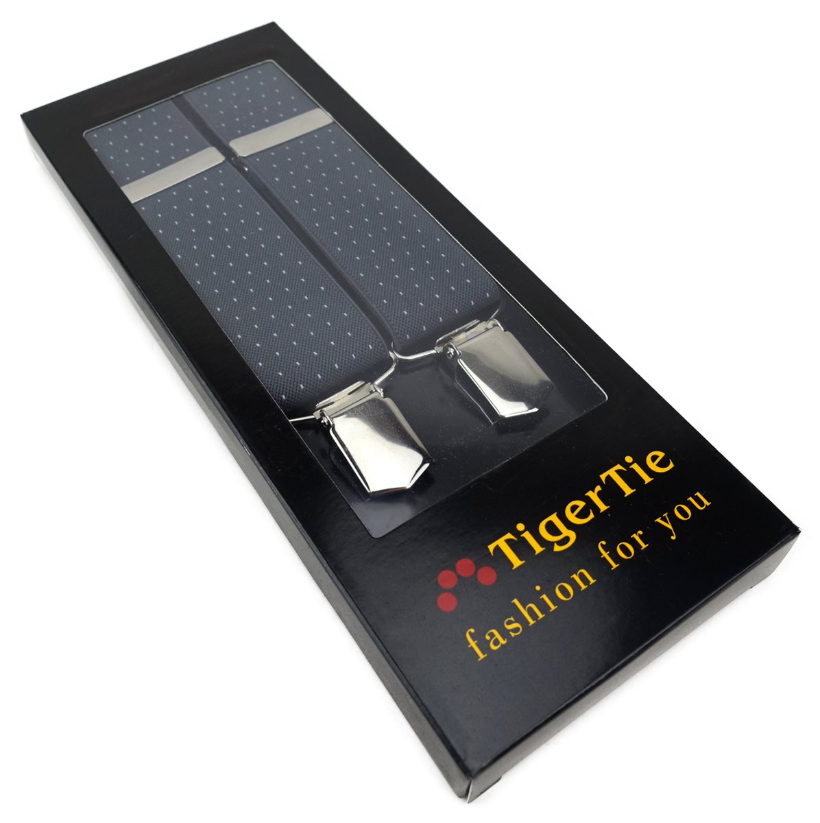 hellgrau einfarbig Uni TigerTie Unisex Hosenträger mit 3 extra starken Clips