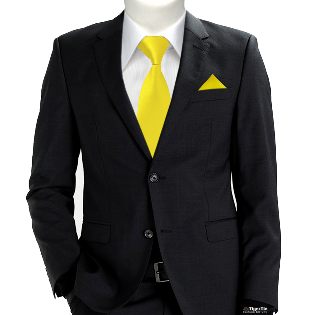 Einstecktuch in einfarbig Uni vorgebunden mit Gummizug TigerTie Security Sicherheits Krawatte