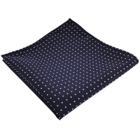 TigerTie Einstecktuch in marine dunkelblau silberweiß gepunktet - Tuch Polyester